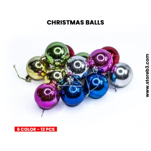 Buy Christmas Tree Ornaments- 12 Pieces of Shatterproof Plastic Christmas Balls 6-Color in kuwait online