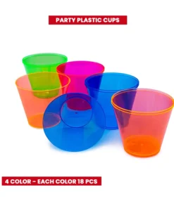 Buy online party Party Essentials Plastic Cups, 100-Count, Assorted Neon productions in kuwait