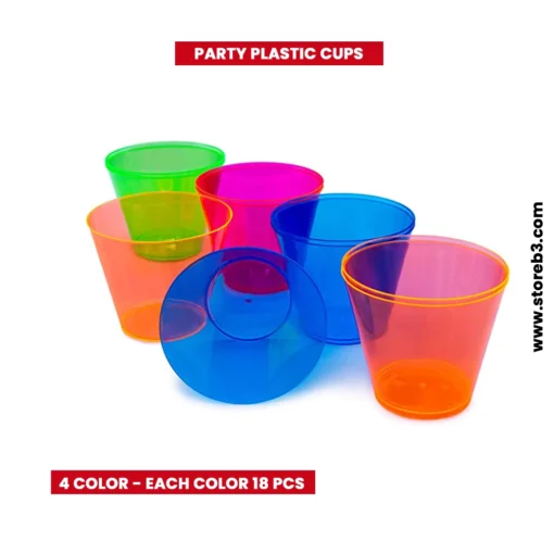 Buy online party Party Essentials Plastic Cups, 100-Count, Assorted Neon productions in kuwait