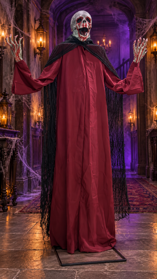 Full Size Standing Skull Reaper Halloween Decoration