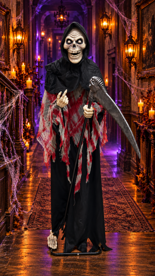 Standing Grim Reaper with Scythe — Halloween Decoration