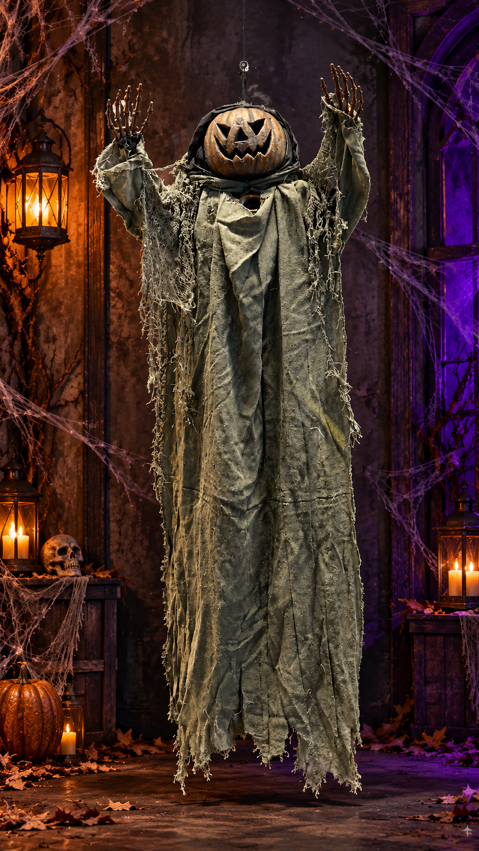 Hanging Pumpkin Ghost – Halloween Decoration - Image 2